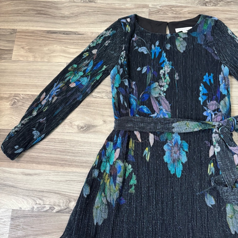 Dress the Population Kirsi Metallic Floral Long Sleeve Minidress Turquoise Multi - Picture 3 of 7